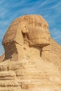 Great Sphinx of Giza in front of the Great Pyramid of Giza Royalty Free Stock Photo