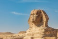 Great Sphinx of Giza in front of the Great Pyramid of Giza Royalty Free Stock Photo