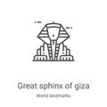 great sphinx of giza icon vector from world landmarks collection. Thin line great sphinx of giza outline icon vector illustration Royalty Free Stock Photo