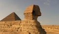 The Great Sphinx with a pyramid of Giza - Cairo - Egypt Royalty Free Stock Photo