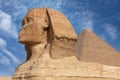 Great Sphinx of Giza near Cairo, Egypt. It is mythical creature with the head of man and the body of a lion. The face of the