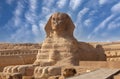 Great Sphinx of Giza near Cairo, Egypt. It is mythical creature with the head of man and the body of a lion. The face of the