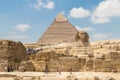 The pyramid of Khafre and the Great Sphinx of Giza