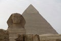 Great Sphinx of Giza and pyramid of Khafre, Egypt Royalty Free Stock Photo