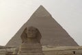 Great Sphinx of Giza and pyramid of Khafre, Egypt Royalty Free Stock Photo