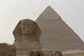 Great Sphinx of Giza and pyramid of Khafre, Egypt Royalty Free Stock Photo