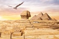 The Great Sphinx of Giza and the Pyramids in the background, Egypt Royalty Free Stock Photo