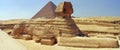 Great Sphinx, Great Pyramid. Giza, Egypt. Royalty Free Stock Photo
