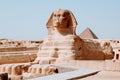 Sphinx and pyramids in the ruins of Giza, Egypt