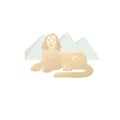 Great sphinx icon drawn on the background of the three pyramids Royalty Free Stock Photo