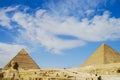 The Great Sphinx with Khafre & Khufu Pyramids Royalty Free Stock Photo