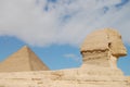 The Great Sphinx & Khufu Pyramid Royalty Free Stock Photo