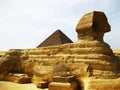 Great Sphinx and Pyramid in the Giza Plateau Royalty Free Stock Photo