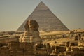 The Great Sphinx and the Pyramid of Khafre at Giza, Egypt Royalty Free Stock Photo