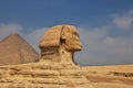 Great sphinx and pyramids of ancient Egypt in Giza, Cairo, Africa Royalty Free Stock Photo