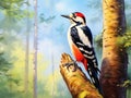 Great Spotted Woodpecker Made With Generative AI illustration