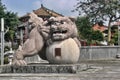 Great stone guardian of the temple, Taiwan Royalty Free Stock Photo