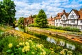 The Great Stour river banks in Canterbury, Kent, UK Royalty Free Stock Photo