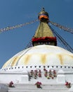 Great Stupa of Boudhanath Kathmandu Nepal with Prayer Flags Royalty Free Stock Photo