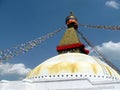 Great Stupa of Boudhanath Kathmandu Nepal with Prayer Flags Royalty Free Stock Photo