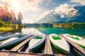 Great summer sunrise of Hintersee lake. Colorful morning view of Austrian Alps, Salzburg-Umgebung district, Austria, Europe. Royalty Free Stock Photo
