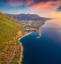 Great sunrise on Mediterranean sea.