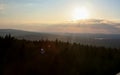 Great sunset view over the forest in bavaria Royalty Free Stock Photo