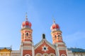 The Great Synagogue in Pilsen, Czech Republic. The second-largest synagogue in Europe. Front side facade of the Jewish religious Royalty Free Stock Photo