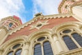 Great synagogue in Plzen or Pilsen, Czech Republic with blue sky and clouds. Bohemia region. Royalty Free Stock Photo