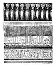 Great Temple at the Island of Philae, architrave, vintage engraving