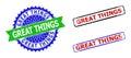 GREAT THINGS Rosette and Rectangle Bicolor Stamps with Grunged Styles