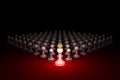 Great threat. Strong army (chess metaphor). 3D rendering illustration. Free space for text.