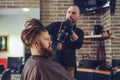 Great time at barbershop. Hair beard and mustache treatment in barber shop. Royalty Free Stock Photo