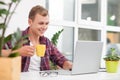 It is a great time to drink coffee during work Royalty Free Stock Photo