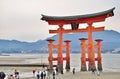 Great Torii gate at Miyajima island in Hiroshima, Japan. Royalty Free Stock Photo