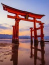 Great Torii of Itsukushima Shinto Shrine at sunset Royalty Free Stock Photo