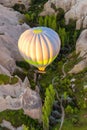 Hot air balloon flight at sunrise in Cappadocia Turkey Royalty Free Stock Photo