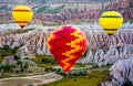 The great tourist attraction of Cappadocia - balloon flight. Cap Royalty Free Stock Photo