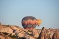 The great tourist attraction of Cappadocia - balloon flight. Cap. Hill, beauty.