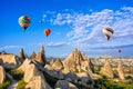 The great tourist attraction of Cappadocia - balloon flight. Cap Royalty Free Stock Photo