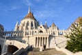 The great tower of Fishermen`s Bastion on the castle hill of Budapest Royalty Free Stock Photo