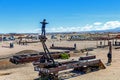 Great Train Graveyard or steam locomotives cemetery at Uyuni, Bolivia Royalty Free Stock Photo