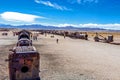 Great Train Graveyard or steam locomotives cemetery at Uyuni, Bolivia