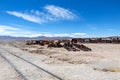 Great Train Graveyard or steam locomotives cemetery at Uyuni, Bolivia Royalty Free Stock Photo