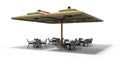 Great umbrella for restaurant on central pillar for cafe isolated 3D render on white background with shadow