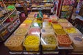 Great Variety of Fruit pickles surrounded with basic grocery items in Pulau Penang