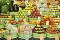 Great variety of fruits arranged in an orderly manner on a market