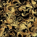 Great vector gold texture with art effect. Abstract golden ink spots, splashes, blots and smudges on white background.