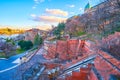 The great view in Buda Castle on the top of the hill and the funicular system along the slope, Budapest, Hungary Royalty Free Stock Photo