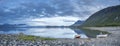 Great View of Calm Mirror lake Akkajaure in Big Lake National Park